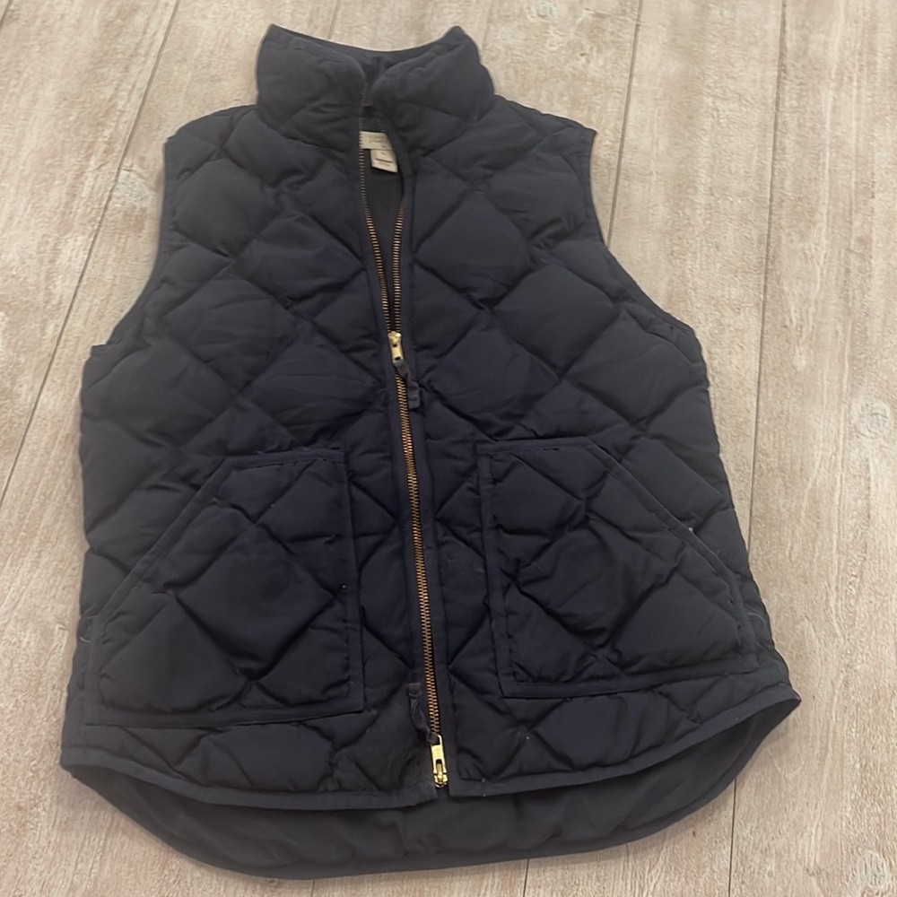 JCREW navy blue gold winter vest puffer small